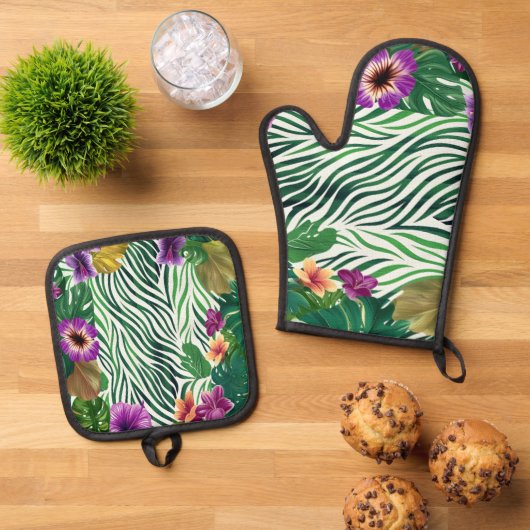 Wogende Dschungel-Harmonie Ovenwant & Pannenlap Set (Top down)