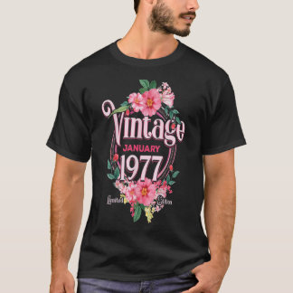 Wojewodstaartgift geboren in januari 1977 bloemen t-shirt