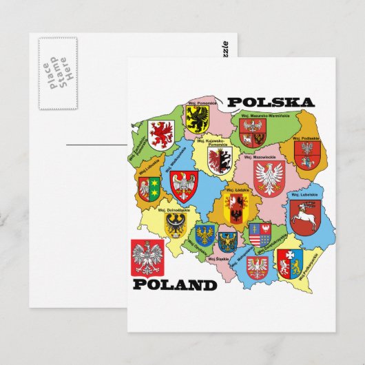 Wojewodztwa Polski_mapa Briefkaart (Voorkant / Achterkant)