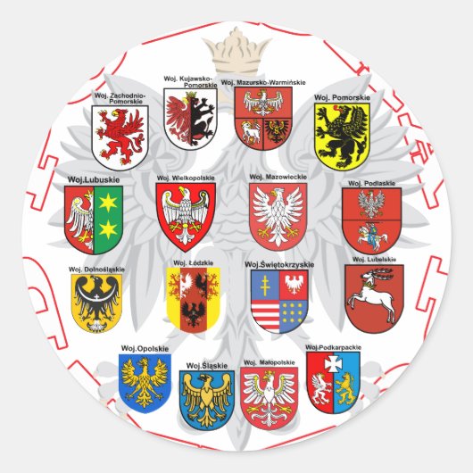 Wojewodztwa Polski Ronde Sticker (Voorkant)