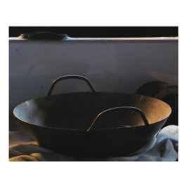 Wok in de wagen. foto afdruk