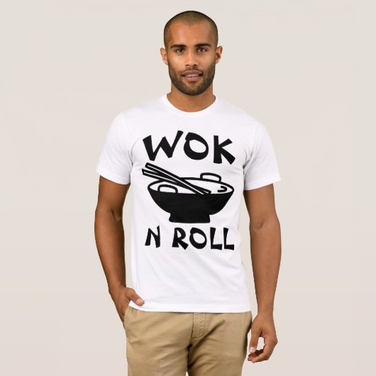 WOK N ROLL Chinese food Funny T-shirts (Voorkant volledig)