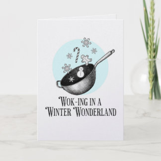 Wok Walking in a Winter Wonderland punny card Kaart