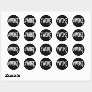 WOKE AF Gedistresseerde Hashtag Type Rechtvaardigh Ronde Sticker