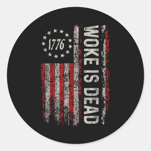Woke Is Dood Grappige Sarcastische Slogan Ronde Sticker (Voorkant)