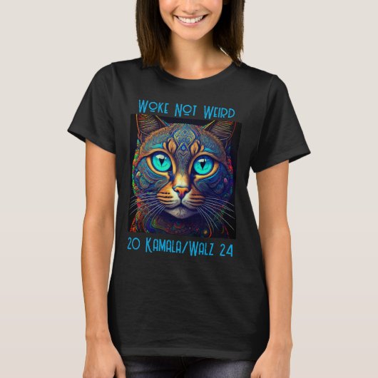Woke Niet Vreemd Kamala Kat T-shirt (Voorkant)