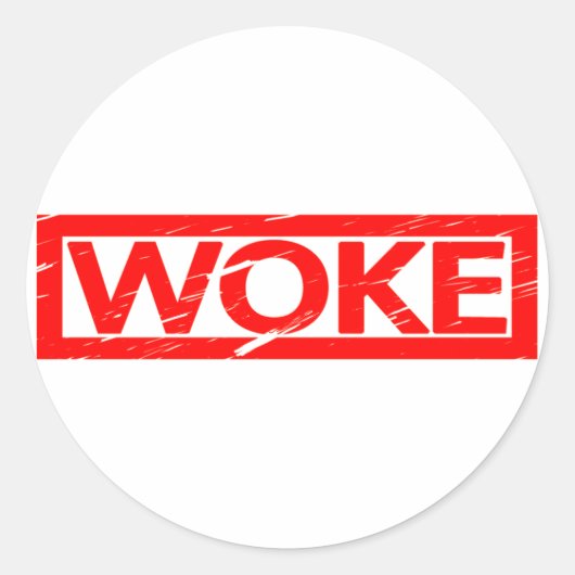 Woke Stamp Ronde Sticker (Voorkant)