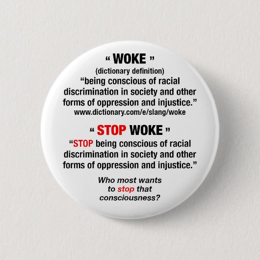 WOKE vs. STOP WOKE-toets Ronde Button 5,7 Cm (Voorkant)