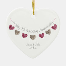 Wol 7th of any Wedding Jubileum Heart Ornament
