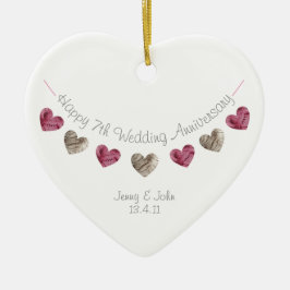 Wol 7th of any Wedding Jubileum Heart Ornament