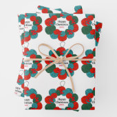 Wol ballen pompon kerstkrans inpakpapier vel (In situ)