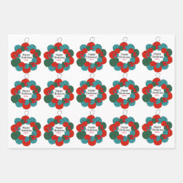 Wol ballen pompon kerstkrans inpakpapier vel