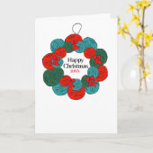 Wol ballen pompon kerstkrans kaart (Gele Bloem)