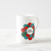 Wol ballen pompon kerstkrans porselein kop (Voorkant rechts)