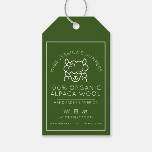Wol breien bedrijf alpaca logo wolverzorging info cadeaulabel (Voorkant)