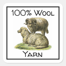 Wol garen schapen vierkante sticker