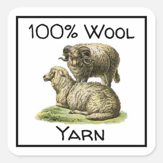 Wol garen schapen vierkante sticker (Voorkant)