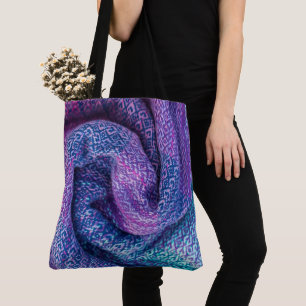  wol gemengd Paarse en blauw Tote Bag
