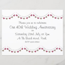 Wol hart slingers 40e Robijnen Huwelijksjubileum Kaart