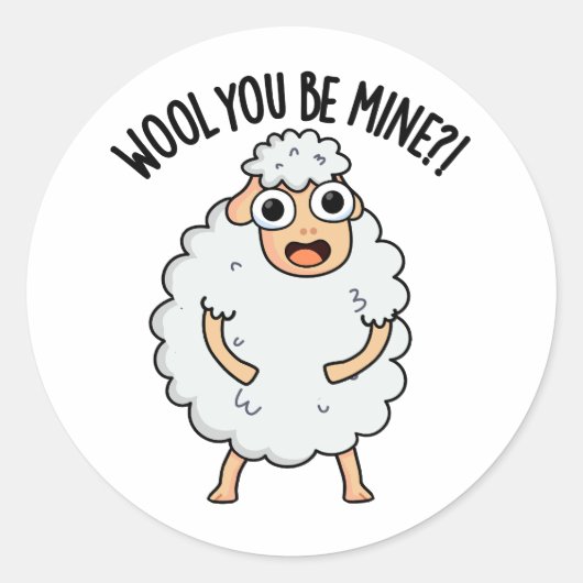 Wol je bent van mij grappige schapen woordspeling ronde sticker (Voorkant)