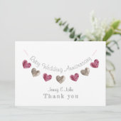 Wol Jubileum met 40th Ruby Wedding Bedankkaart (Staand voorkant)