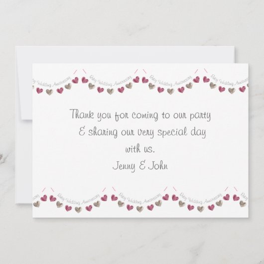 Wol Jubileum met 40th Ruby Wedding Bedankkaart (Achterkant)