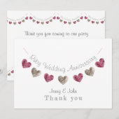 Wol Jubileum met 40th Ruby Wedding Bedankkaart (Voorkant / Achterkant)