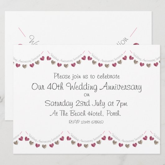 Wol Jubileum met 40th Ruby Wedding Kaart (Voorkant / Achterkant)