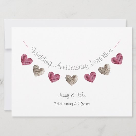 Wol Jubileum met 40th Ruby Wedding Kaart (Achterkant)