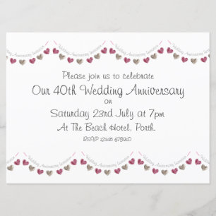 Wol Jubileum met 40th Ruby Wedding Kaart