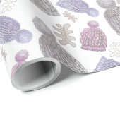 Wol Knit Petten Waterverf Handgeschilderd Cadeaupapier (Rol Hoek)