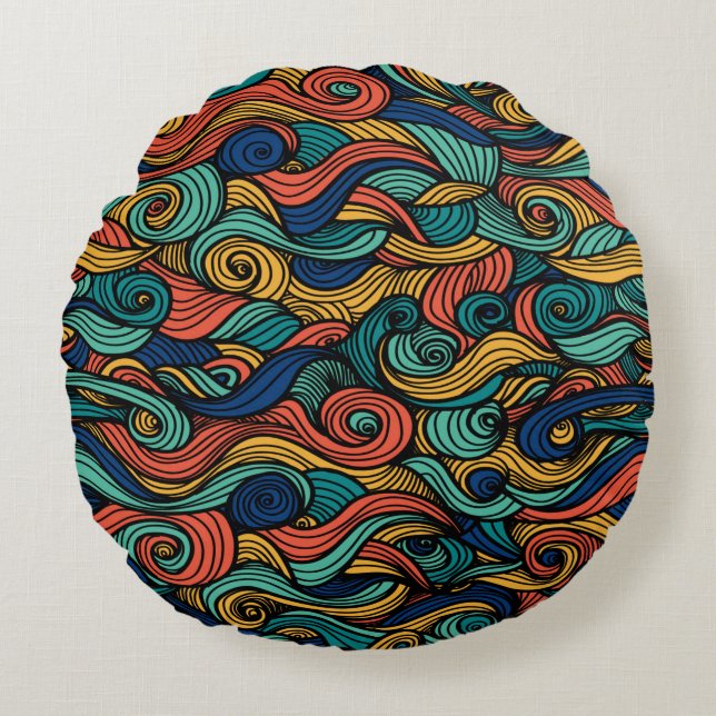 Wol Topped paisley Rond Kussen (Voorkant)