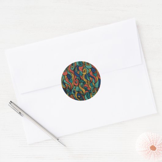 Wol Topped paisley Ronde Sticker (Envelop)