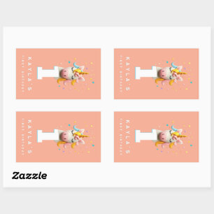 Wol vilten eenhoorn nummer verjaardagsfeestje rechthoekige sticker