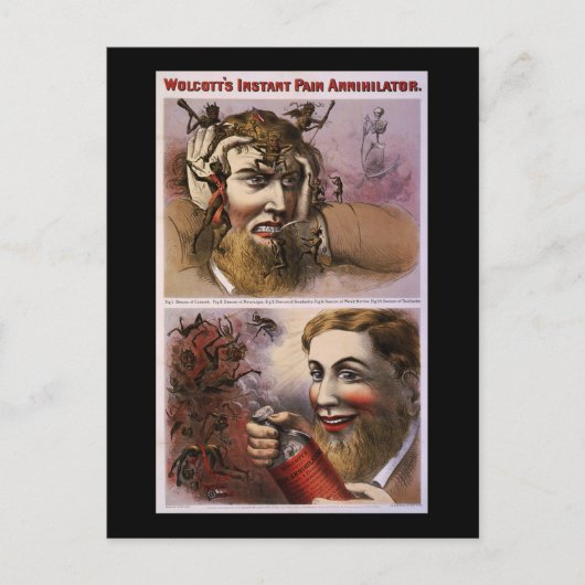 Wolcott's onmiddellijke pijnstiller briefkaart (Voorkant)