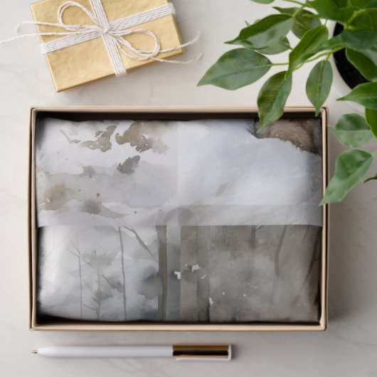 Wold in Sneeuw Collage 1 Decoupage papier (Geschenk)