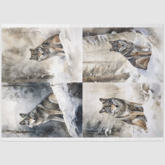 Wold in Sneeuw Collage 1 Decoupage papier (Voorkant)