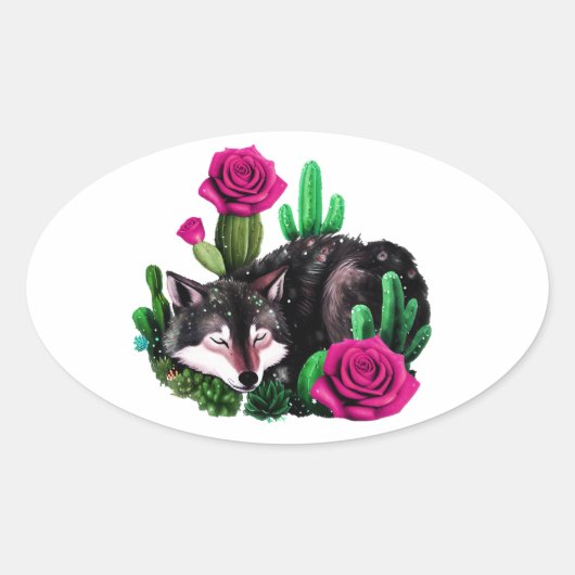 Wolf24: Ovale Sticker (Voorkant)