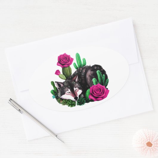 Wolf24: Ovale Sticker (Envelop)