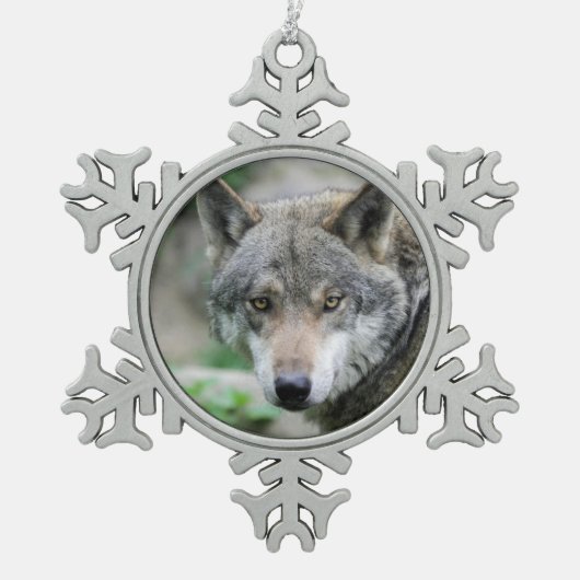 Wolf_011 Tin Sneeuwvlok Ornament (Voorkant)