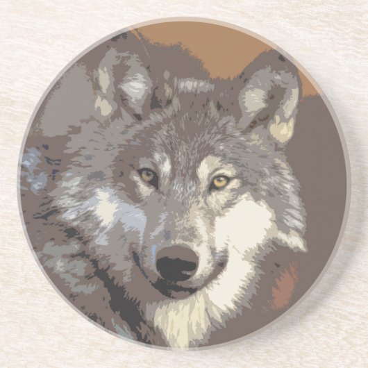 Wolf 026 zandsteen onderzetter (Voorkant)