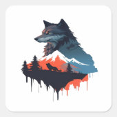 Wolf 07 vierkante sticker (Voorkant)
