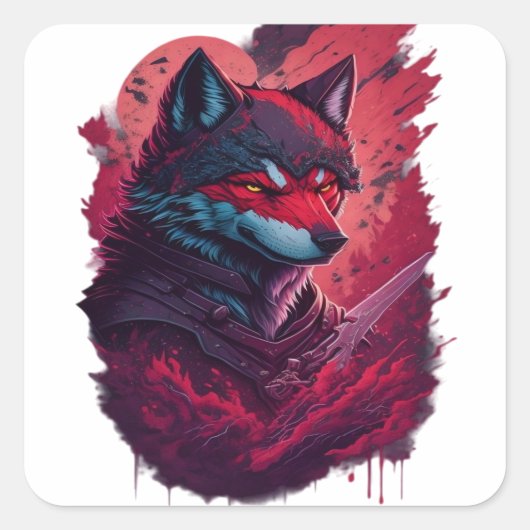Wolf 13 vierkante sticker (Voorkant)