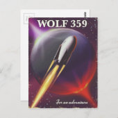 Wolf 359 "voor een avontuur" Ruimtevaartreisposter Briefkaart (Voorkant / Achterkant)