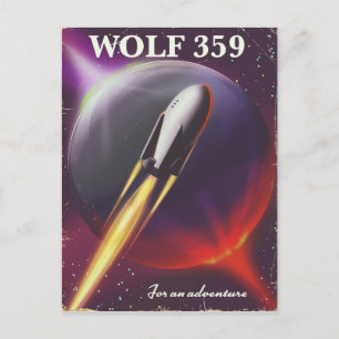 Wolf 359 "voor een avontuur" Ruimtevaartreisposter Briefkaart