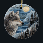 Wolf 3D Kerstmis Dier Keramisch Ornament<br><div class="desc">3D Kerstmis Leuk Dier Ornament</div>