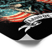 Wolf 4 juli Amerikaanse vlag huilend Amerika Moo Poster (Hoek)