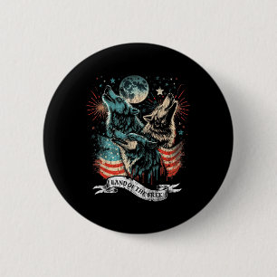 Wolf 4 juli Amerikaanse vlag huilend Amerika Moo Ronde Button 5,7 Cm