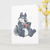 Wolf aan het poker met pokerkaarten kaart (Gele Bloem)