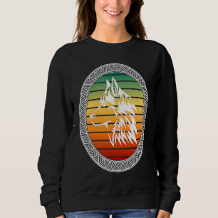 Wolf Aangepaste Zonsondergang Keltische Stam Wolf Trui